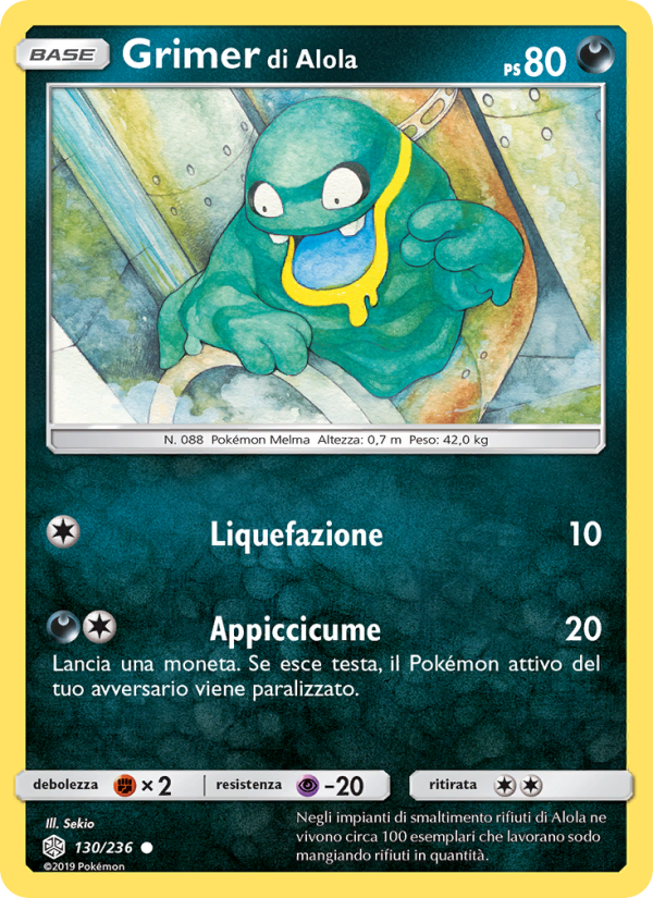 Grimer di Alola 130/271 — Eclissi Cosmica (Italian Pokémon TCG card)