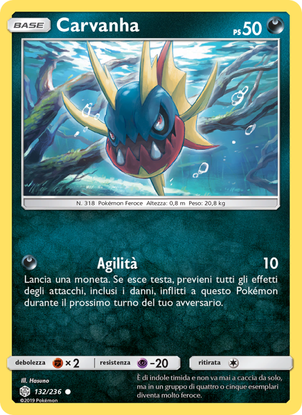 Carvanha 132/271 — Eclissi Cosmica (Italian Pokémon TCG card)