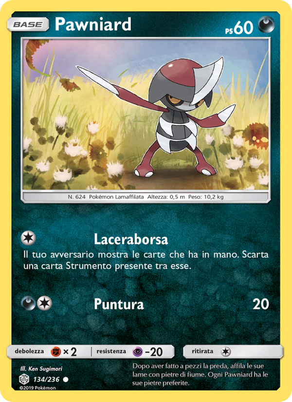 Pawniard 134/271 — Eclissi Cosmica (Italian Pokémon TCG card)