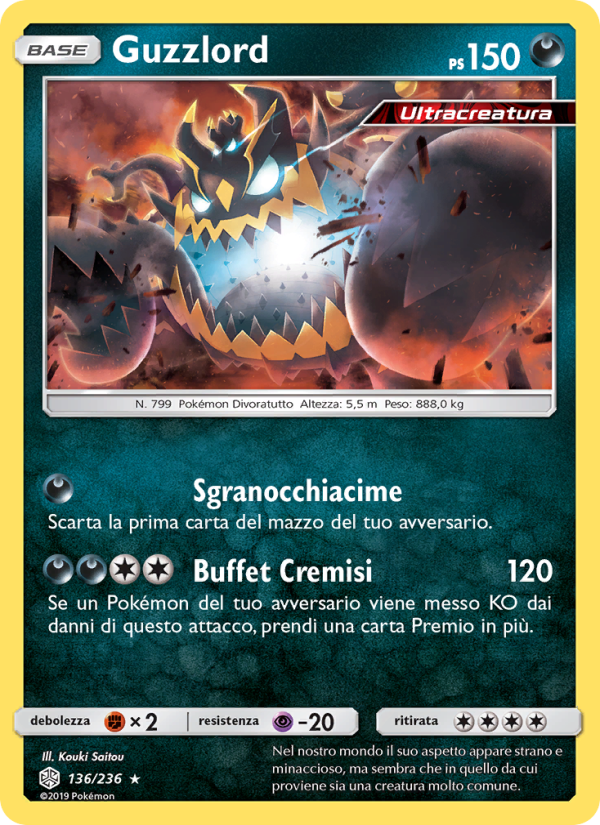 Guzzlord 136/271 — Eclissi Cosmica (Italian Pokémon TCG card)