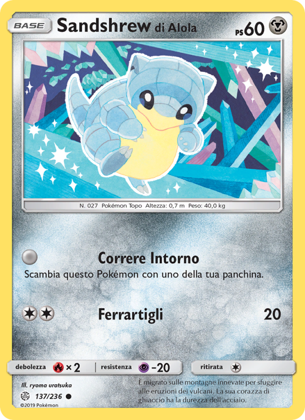 Sandshrew di Alola 137/271 — Eclissi Cosmica (Italian Pokémon TCG card)