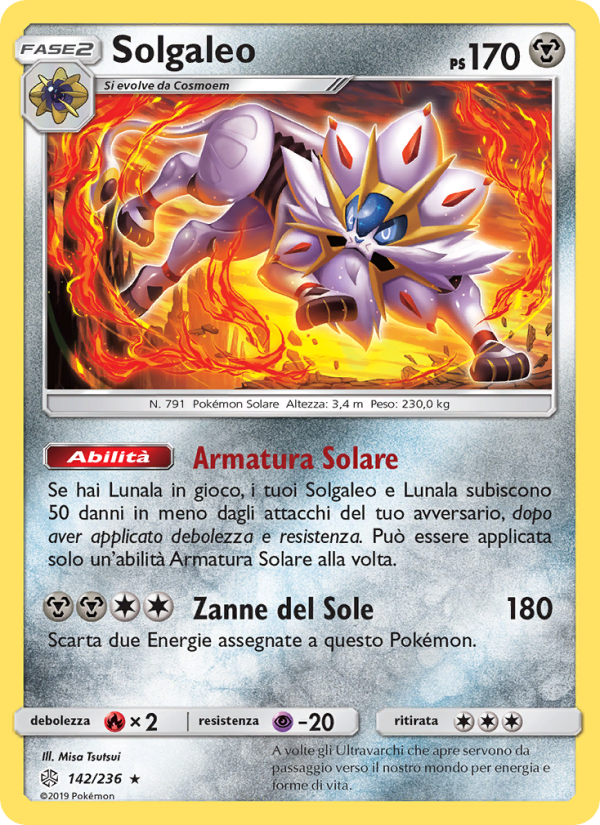 Solgaleo 142/271 — Eclissi Cosmica (Italian Pokémon TCG card)