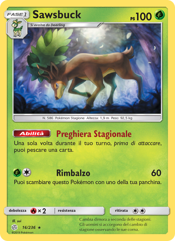 Sawsbuck 016/271 — Eclissi Cosmica (Italian Pokémon TCG card)
