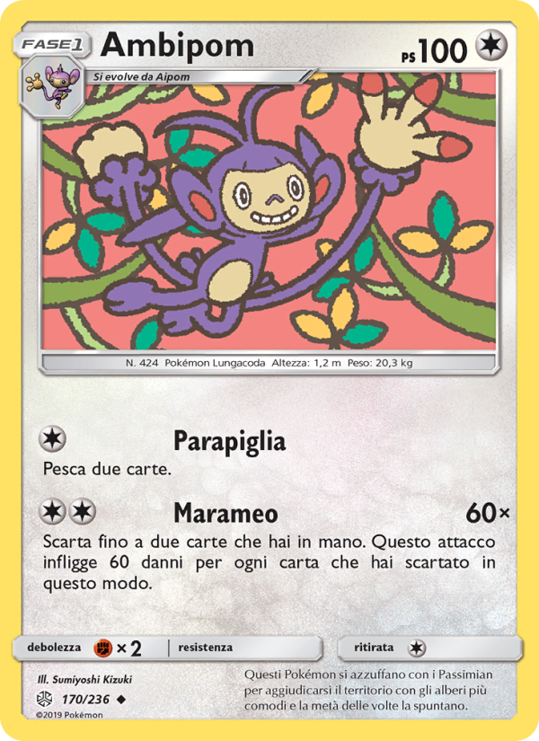 Ambipom 170/271 — Eclissi Cosmica (Italian Pokémon TCG card)