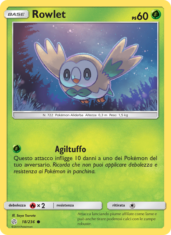 Rowlet 018/271 — Eclissi Cosmica (Italian Pokémon TCG card)