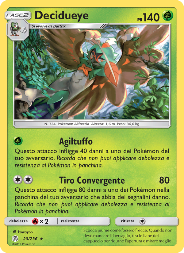 Decidueye 020/271 — Eclissi Cosmica (Italian Pokémon TCG card)
