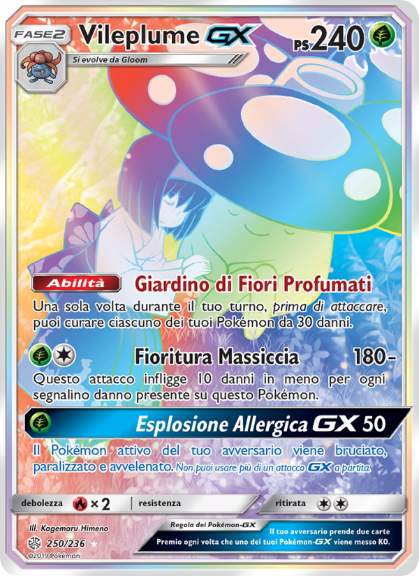 Vileplume GX 250/271 — Eclissi Cosmica (Italian Pokémon TCG card)