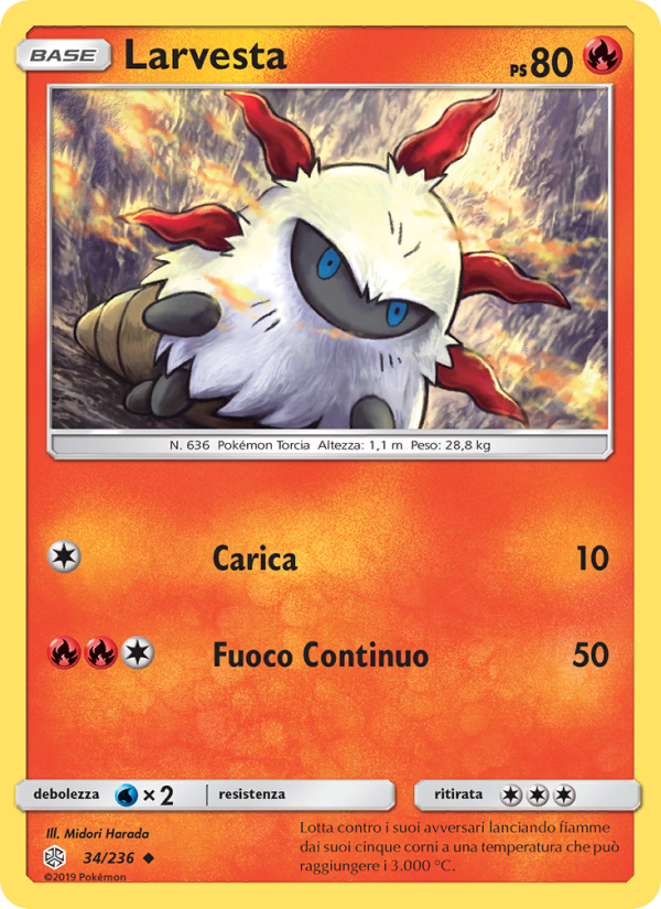 Larvesta 034/271 — Eclissi Cosmica (Italian Pokémon TCG card)