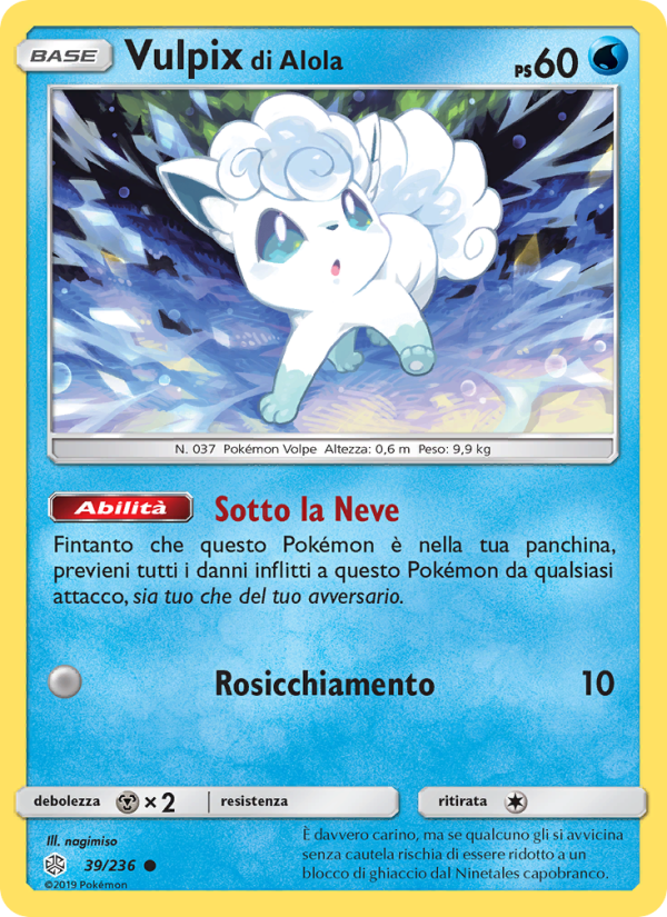 Vulpix di Alola 039/271 — Eclissi Cosmica (Italian Pokémon TCG card)