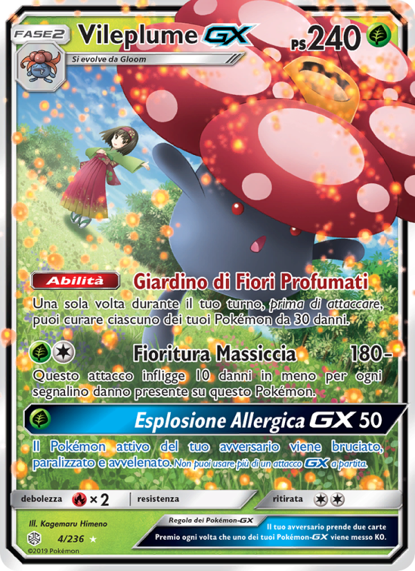 Vileplume GX 004/271 — Eclissi Cosmica (Italian Pokémon TCG card)