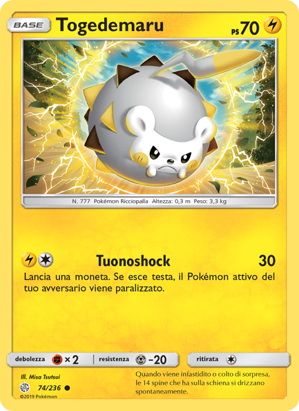 Togedemaru 074/271 — Eclissi Cosmica (Italian Pokémon TCG card)
