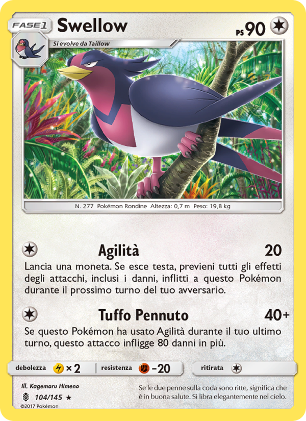 Swellow 104/169 — Guardiani Nascenti (Italian Pokémon TCG card)