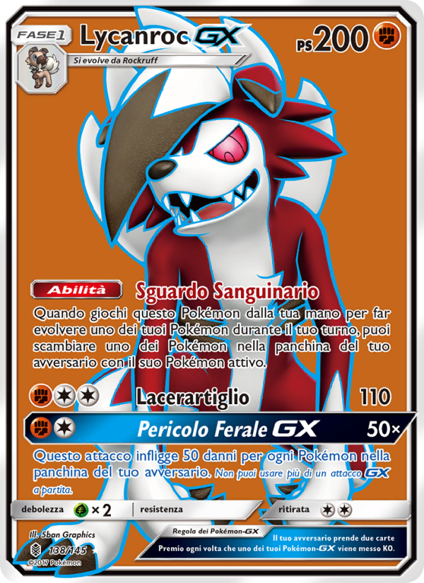 Lycanroc GX 138/169 — Guardiani Nascenti (Italian Pokémon TCG card)