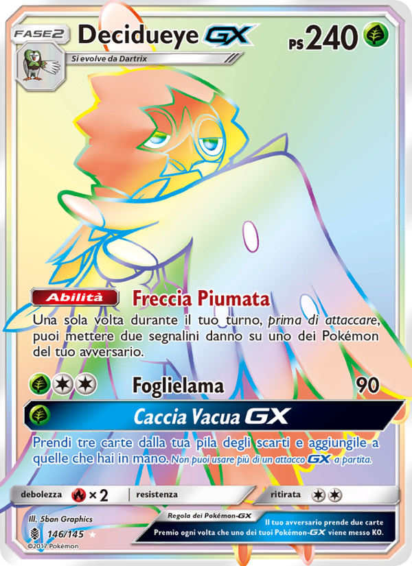 Decidueye GX 146/169 — Guardiani Nascenti (Italian Pokémon TCG card)