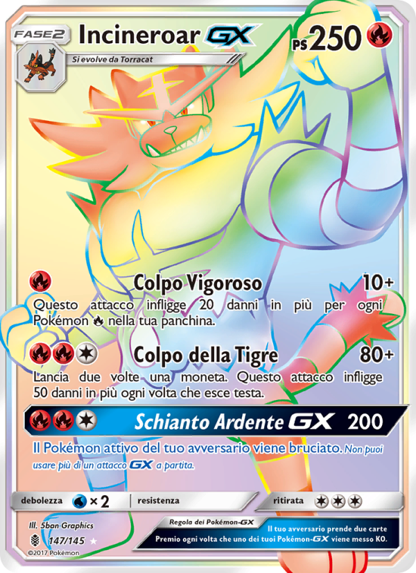 Incineroar GX 147/169 — Guardiani Nascenti (Italian Pokémon TCG card)
