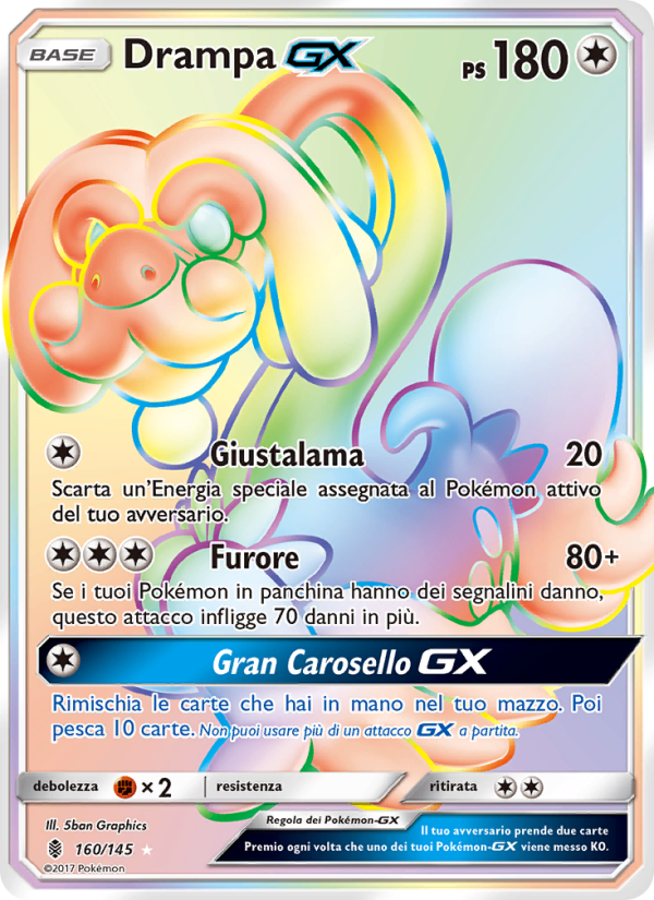 Drampa GX 160/169 — Guardiani Nascenti (Italian Pokémon TCG card)