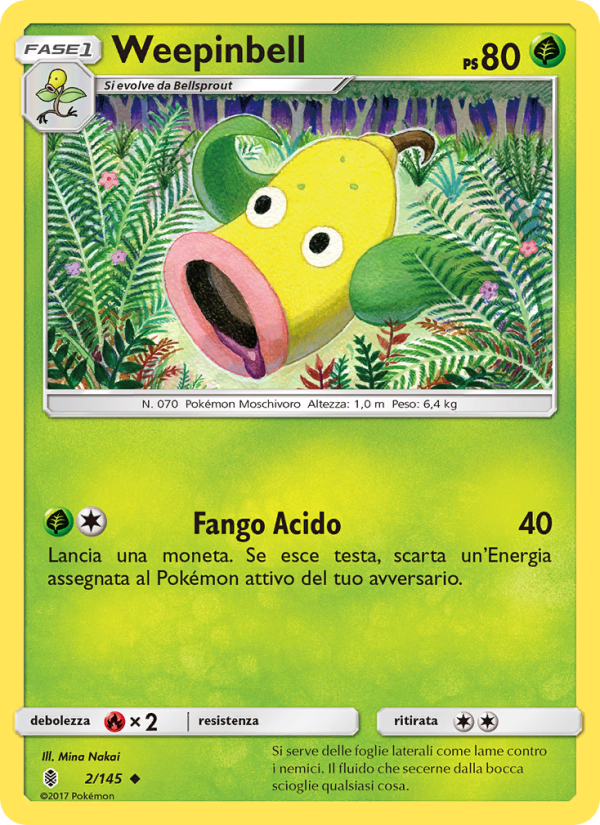 Weepinbell 002/169 — Guardiani Nascenti (Italian Pokémon TCG card)