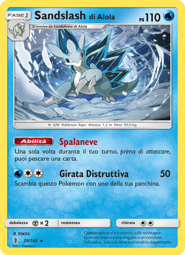 Sandslash di Alola 020/169 — Guardiani Nascenti (Italian Pokémon TCG card)