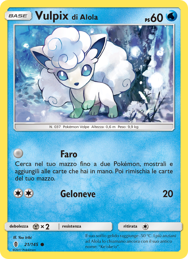 Vulpix di Alola 021/169 — Guardiani Nascenti (Italian Pokémon TCG card)
