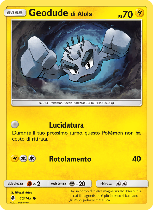 Geodude di Alola 040/169 — Guardiani Nascenti (Italian Pokémon TCG card)