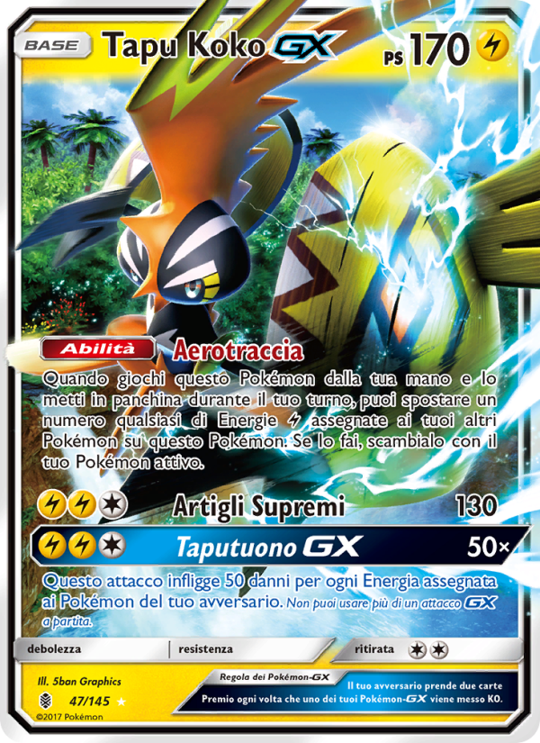 Tapu Koko GX 047/169 — Guardiani Nascenti (Italian Pokémon TCG card)
