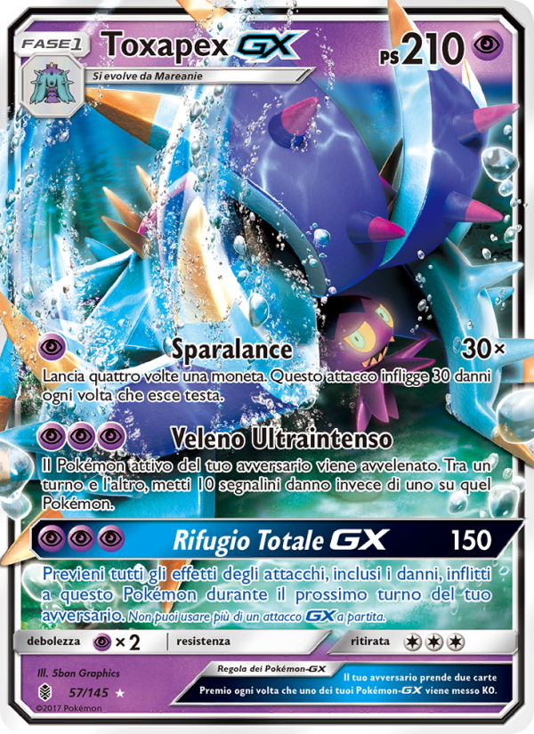 Toxapex GX 057/169 — Guardiani Nascenti (Italian Pokémon TCG card)