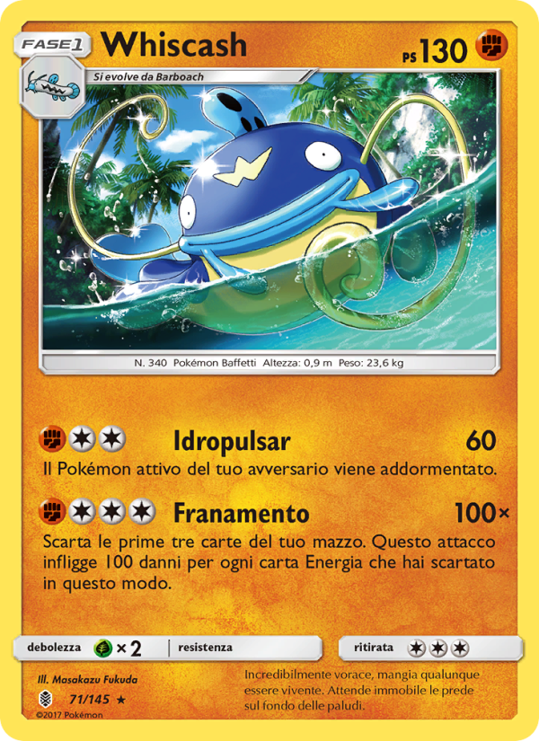 Whiscash 071/169 — Guardiani Nascenti (Italian Pokémon TCG card)