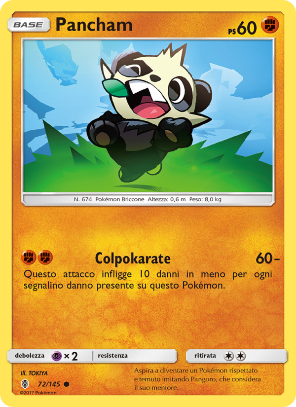 Pancham 072/169 — Guardiani Nascenti (Italian Pokémon TCG card)