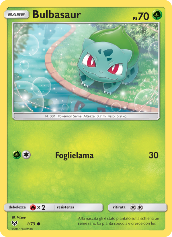 Bulbasaur 001/78 — Shining Legends (Italian Pokémon TCG card)