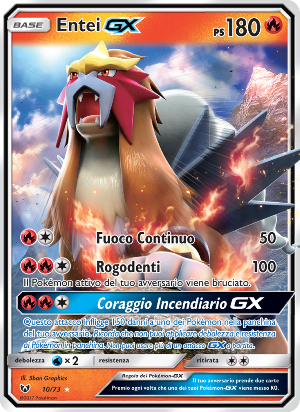 Entei GX 010/78 — Leggende Iridescenti (Italian Pokémon TCG card)