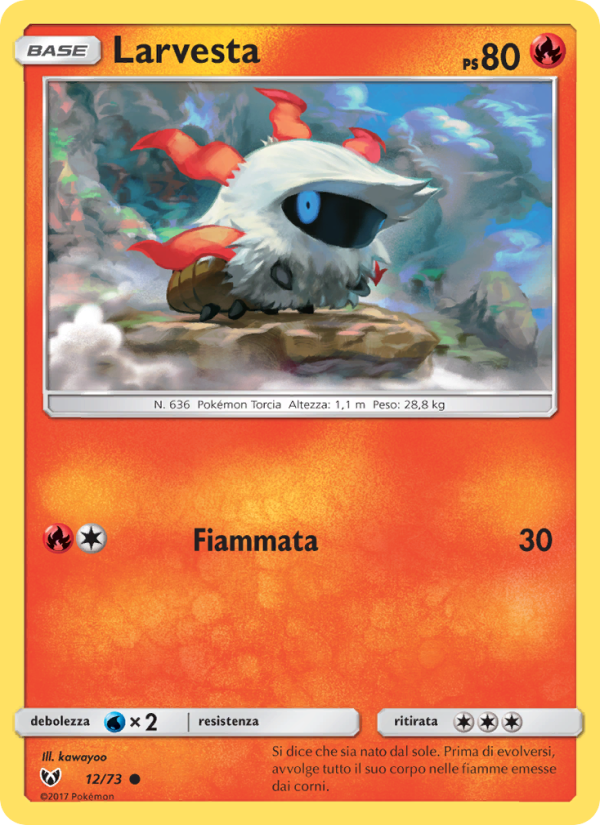 Larvesta 012/78 — Leggende Iridescenti (Italian Pokémon TCG card)
