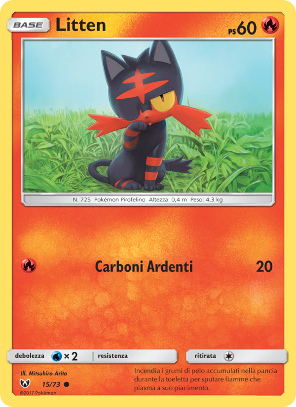 Litten 015/78 — Leggende Iridescenti (Italian Pokémon TCG card)