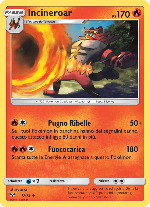 Incineroar 017/78 — Leggende Iridescenti (Italian Pokémon TCG card)