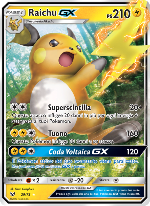 Raichu GX 029/78 — Leggende Iridescenti (Italian Pokémon TCG card)