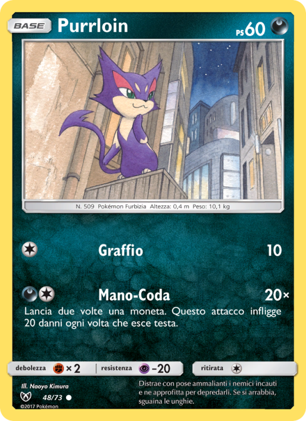 Purrloin 048/78 — Leggende Iridescenti (Italian Pokémon TCG card)