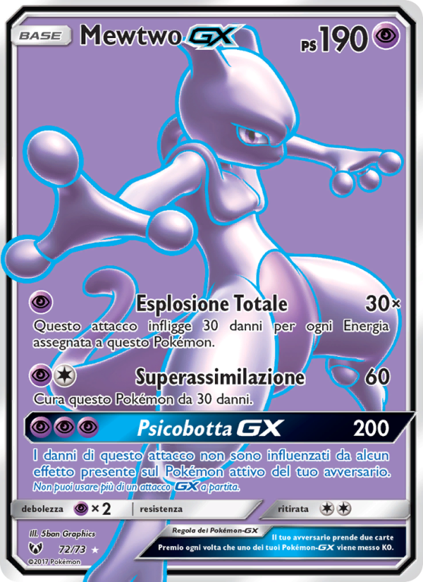 Mewtwo GX 072/78 — Leggende Iridescenti (Italian Pokémon TCG card)