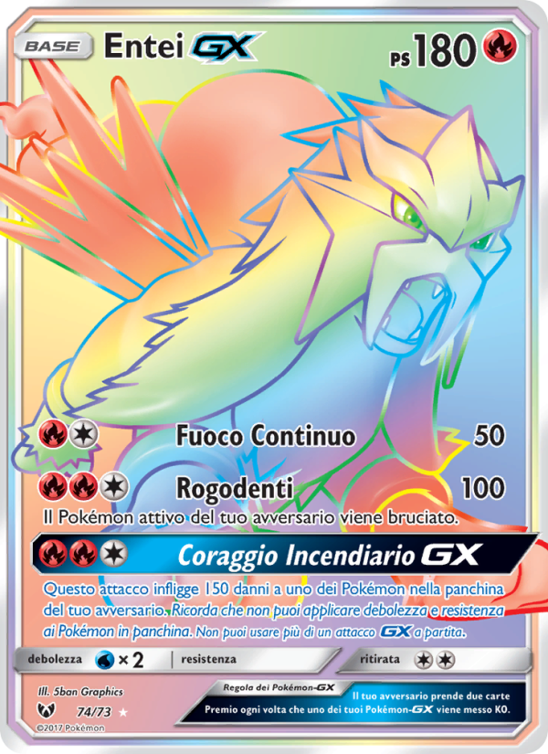 Entei GX 074/78 — Leggende Iridescenti (Italian Pokémon TCG card)
