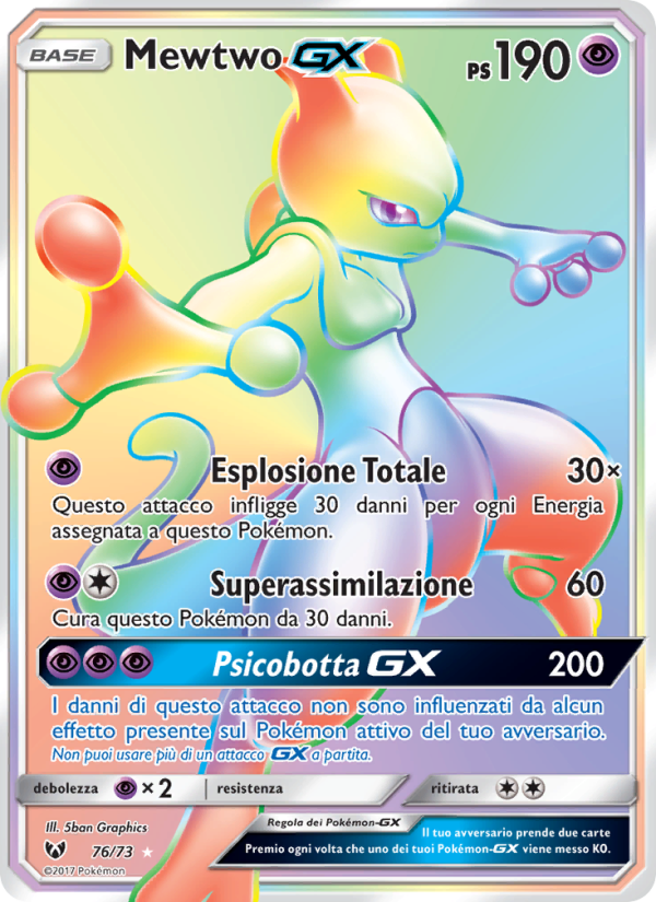 Mewtwo GX 076/78 — Leggende Iridescenti (Italian Pokémon TCG card)