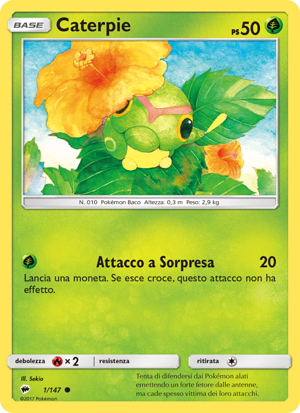 Caterpie 001/169 — Burning Shadows (Italian Pokémon TCG card)