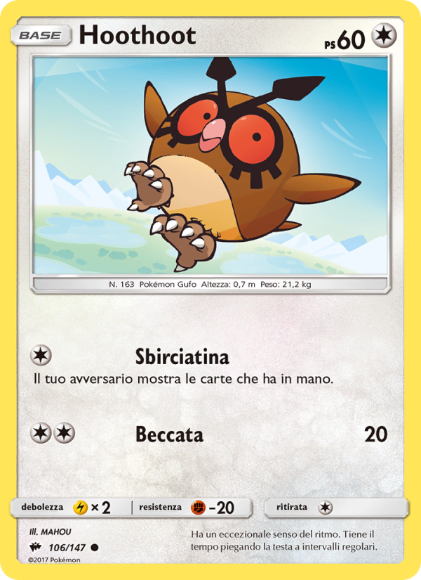 Hoothoot 106/169 — Ombre Infuocate (Italian Pokémon TCG card)