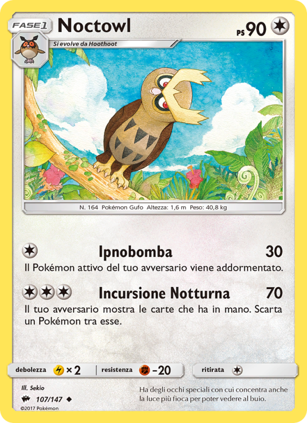 Noctowl 107/169 — Ombre Infuocate (Italian Pokémon TCG card)