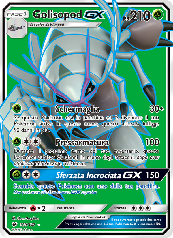Golisopod GX 129/169 — Ombre Infuocate (Italian Pokémon TCG card)