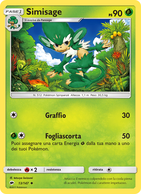 Simisage 013/169 — Ombre Infuocate (Italian Pokémon TCG card)