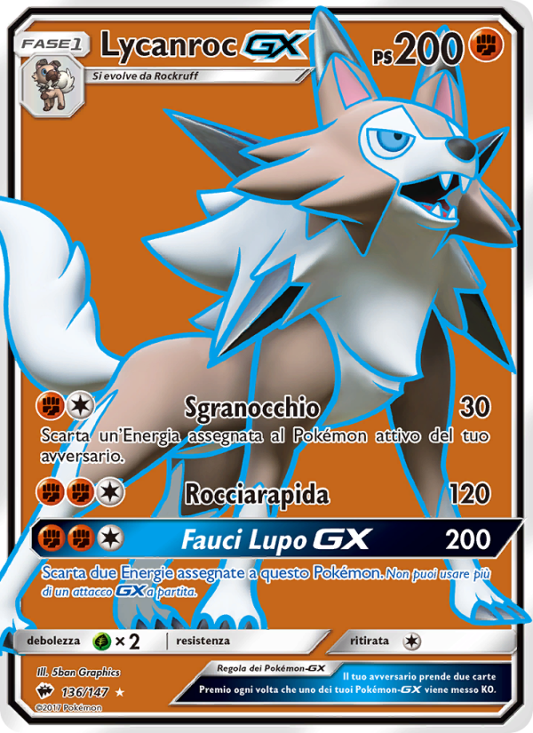 Lycanroc GX 136/169 — Ombre Infuocate (Italian Pokémon TCG card)
