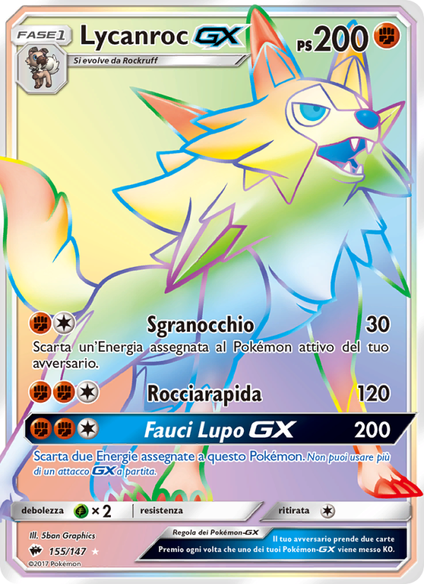 Lycanroc GX 155/169 — Ombre Infuocate (Italian Pokémon TCG card)
