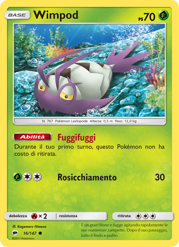 Wimpod 016/169 — Ombre Infuocate (Italian Pokémon TCG card)
