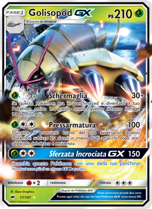 Golisopod GX 017/169 — Ombre Infuocate (Italian Pokémon TCG card)