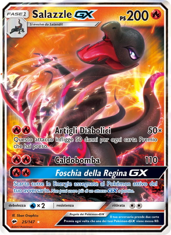 Salazzle GX 025/169 — Burning Shadows (Italian Pokémon TCG card)