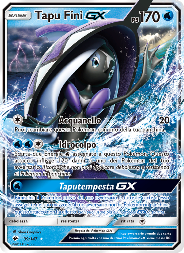 Tapu Fini GX 039/169 — Ombre Infuocate (Italian Pokémon TCG card)