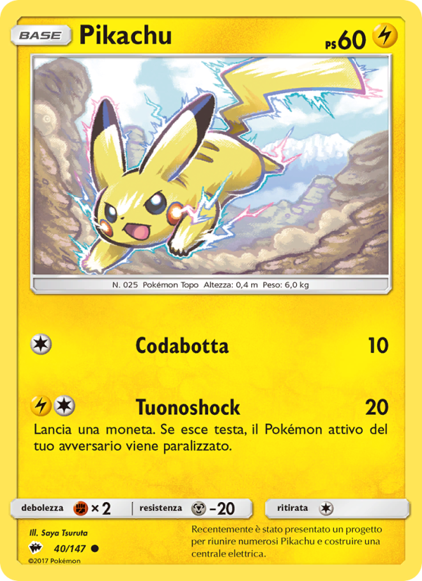 Pikachu 040/169 — Ombre Infuocate (Italian Pokémon TCG card)